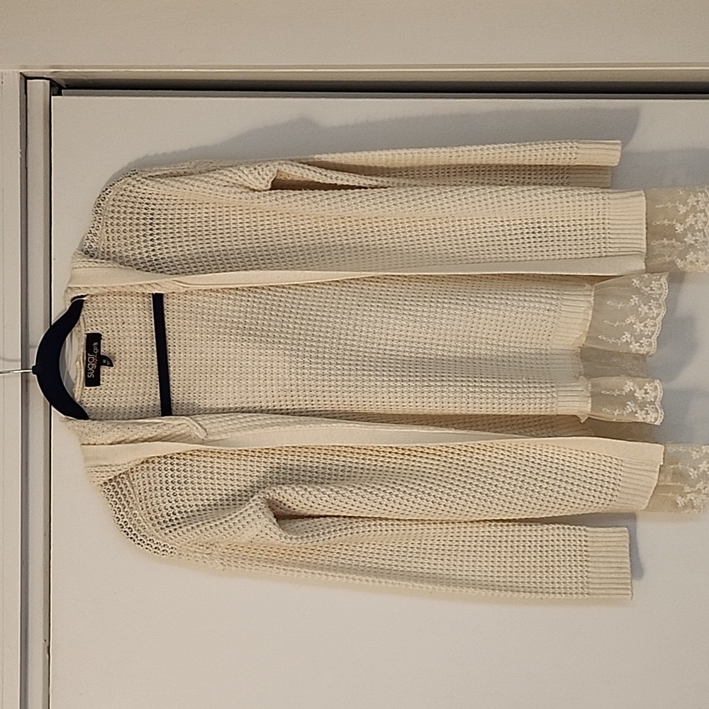 Sugar Rush Girls, Ivory knit cardigan